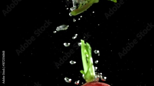 Super slow motion fresh radish . Filmed on a high-speed camera at 1000 fps. High quality FullHD footage