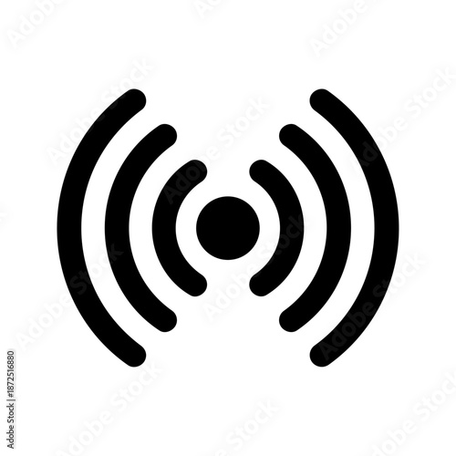 Circular signal waves around a center point representing communication, connectivity, and broadcasting energy.