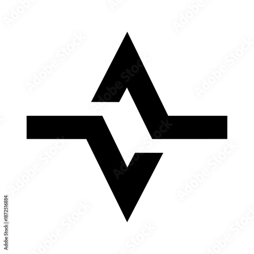 Sharp zigzag line crossing a horizontal axis representing energy, pulse, movement, and sudden change.