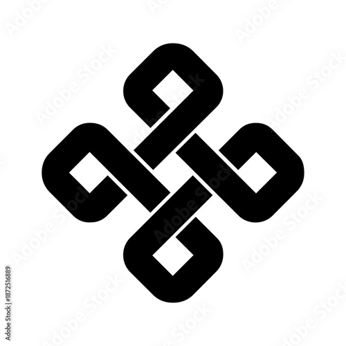 Interlocking rounded shapes creating a continuous knot form symbolizing connection, unity, and endless flow.