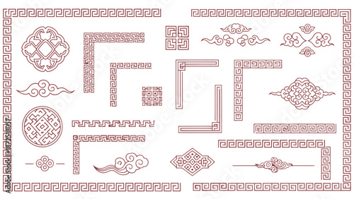 chinese traditional graphic elements including border patterns frames corners and auspicious clouds are perfect for cultural design and branding.