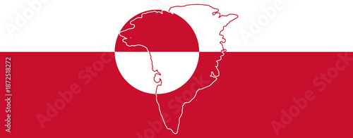 abstract flag background of Greenland, simplified symbol shape of the map of Greenland