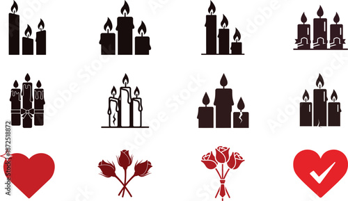 Valentine's day couple icons set