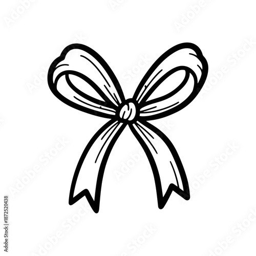 Simple Black and White Ribbon Illustration.