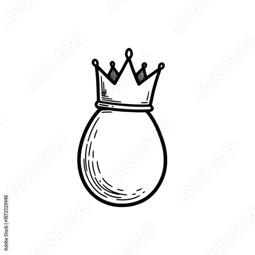 Money Bag with Crown Illustration Design.