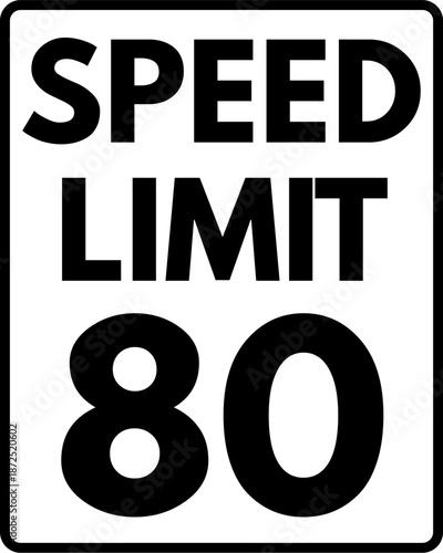 Speed Limit 80 mph Traffic Sign, Speed Limit 80 Sign