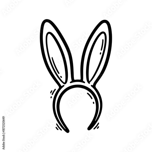 Black Bunny Ears Headband Simple Illustration.
