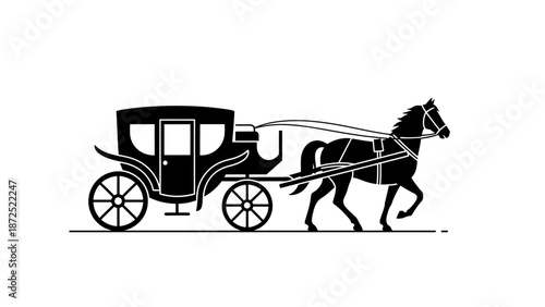 Black horse drawn carriage silhouette.