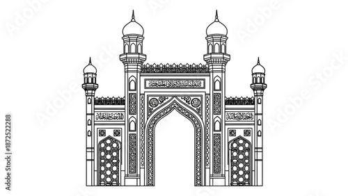 Intricate Archway with Ornate Towers.