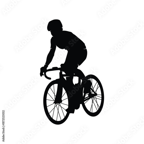 Silhouette of a cyclist male on white background 1.eps