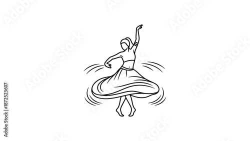 Whirling Dancer in Motion Spinning Freely.