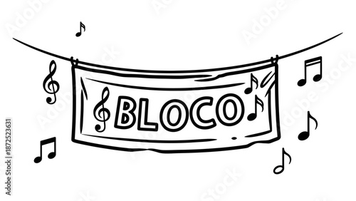 Black and white illustration music sign.