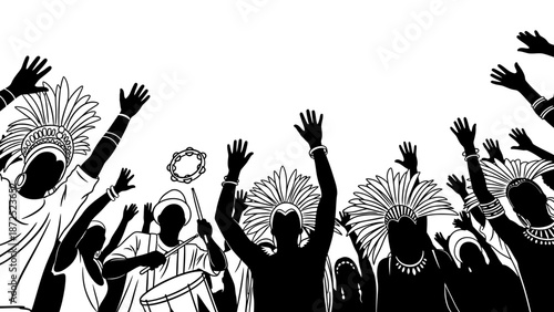 People with raised hands in celebration.