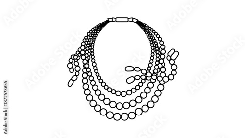 Multiple Strand Beaded Necklace Closeup.