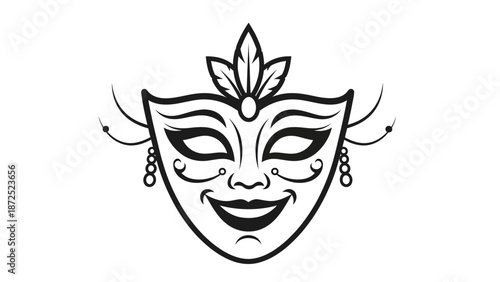 Venetian Carnival Mask Design Black.