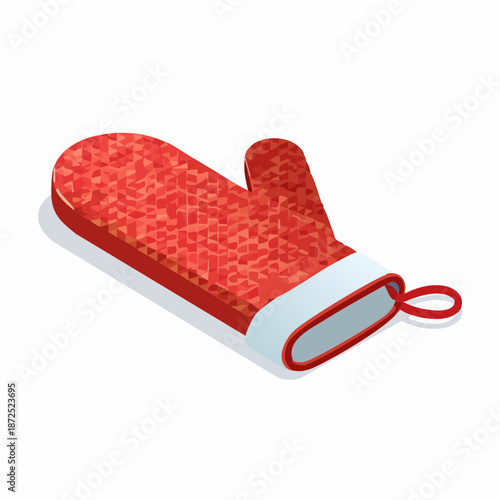 Red oven mitt heat-resistant glove for baking and cooking safety
