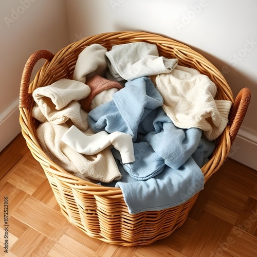 laundry basket with clothes