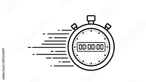 Stopwatch timer with motion lines fast.