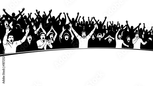 People cheering with raised hands loudly.