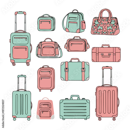 A collection of various luggage and travel bags, including suitcases, duffel bags, and carry-ons, perfect for trips and getaways