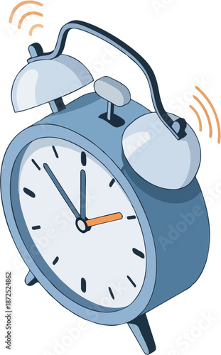 Retro Twin Bell Alarm Clock Ringing with Vibrations, a Vintage Timekeeping Device