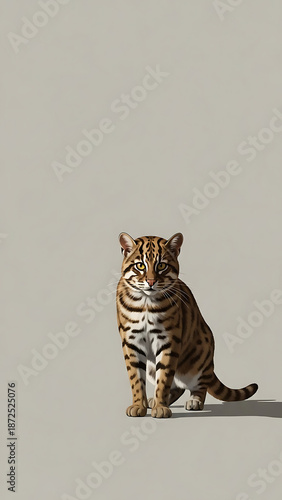 Captivating Ocelot Portrait Wild Feline with Distinctive Spotted Coat and Serene Gaze