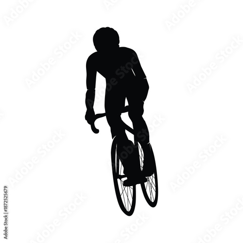 Silhouette of a cyclist male on white background.eps