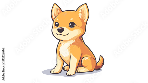 Adorable Cartoon Shiba Inu Dog Sitting.