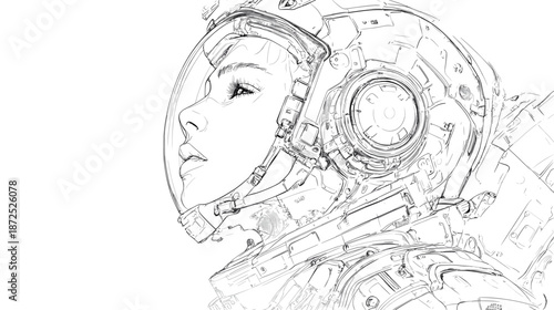 Astronaut in Space Suit Helmet Profile.