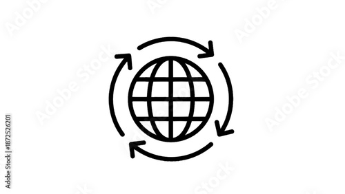 Vector illustration of a global network and refresh cycle concept, on transparent background