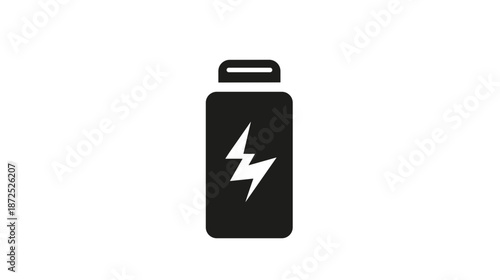 Black Power Bank with Lightning Bolt Symbol.