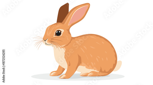 Cartoon Rabbit Sitting on White Background.