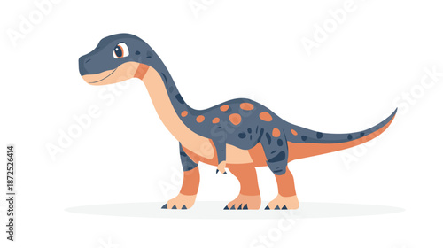 Colorful Cartoon Dinosaur Illustration Side View.