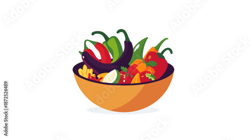 Colorful Vegetables in Orange Bowl.