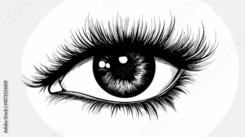 Detailed Illustration of Human Eye with Eyelashes.
