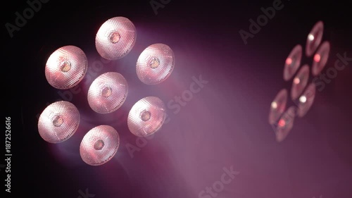 Detailed plan of the show lighting fixture with LED technology changing color in front of the camera.