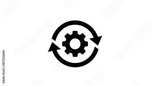 Vector illustration of an optimization and configuration process with a gear and circular arrows, on transparent background