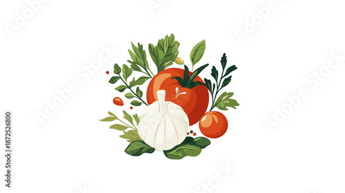 Fresh Vegetables and Herbs Arrangement Display.