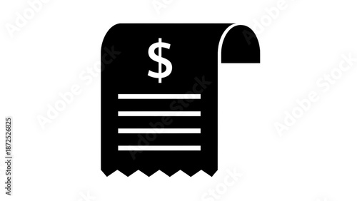 Vector illustration of a crumpled paper receipt with dollar sign, financial record on transparent background