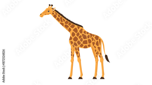 Giraffe Standing Alone with Spotted Fur.