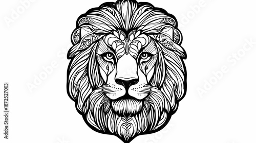 Lion Head Illustration with Detailed Mane.