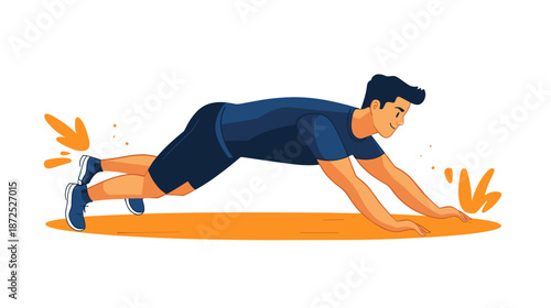 Man Doing Push Up Exercise Illustration.