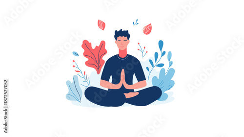 Man Meditating in Lotus Position.
