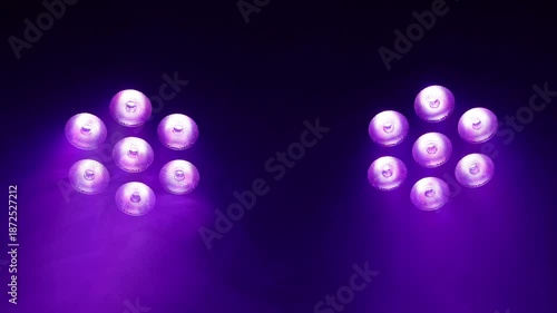 Plan of 2 LED lighting devices pointing towards the pink stage.

