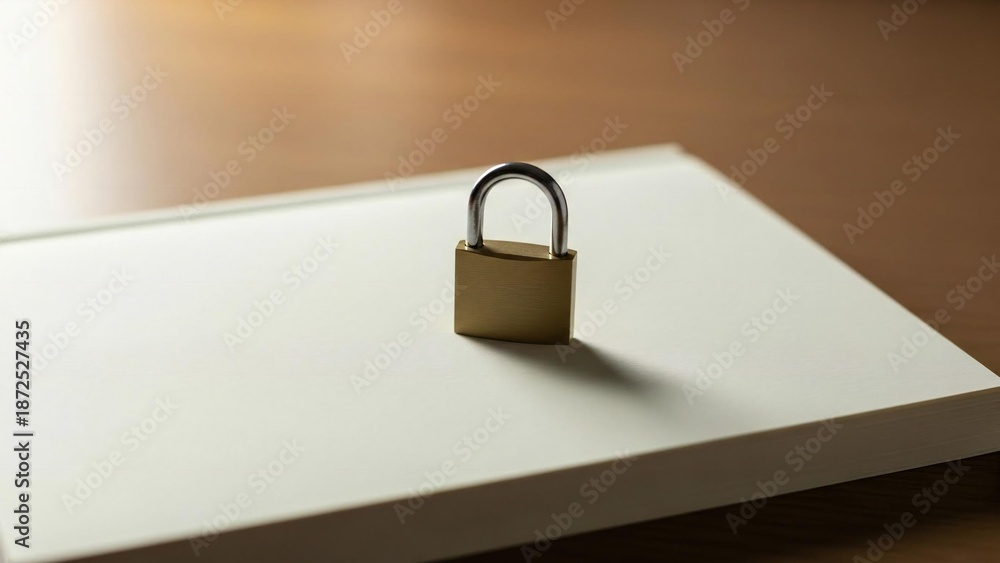 Fototapeta premium Securing vital information with a strong password: a padlock on a confidential file.