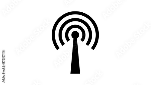 Vector illustration of a wireless network signal broadcast tower icon, on transparent background