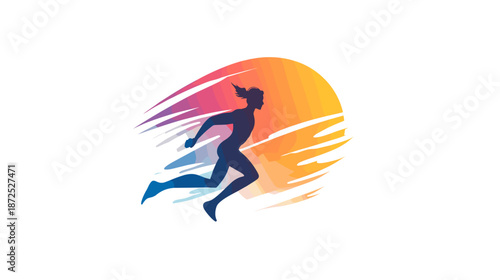Silhouette of Running Person Motion Blur.