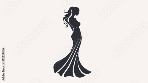 Woman in Elegant Evening Gown Silhouette.