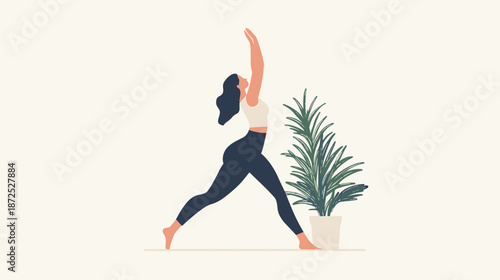 Woman Practicing Yoga Pose Illustration.