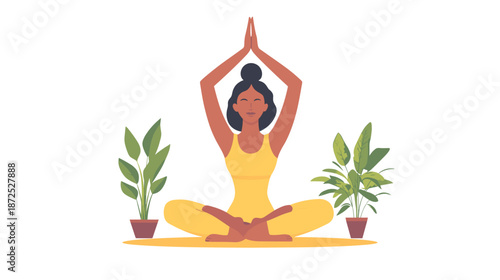 Woman Practicing Yoga in Lotus Position.